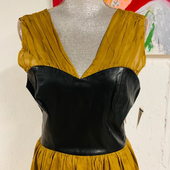One of a kind chiffon leather dress. - Picture 4 of 6